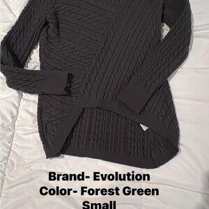 Forest Green Cable Knit Crewneck Sweater